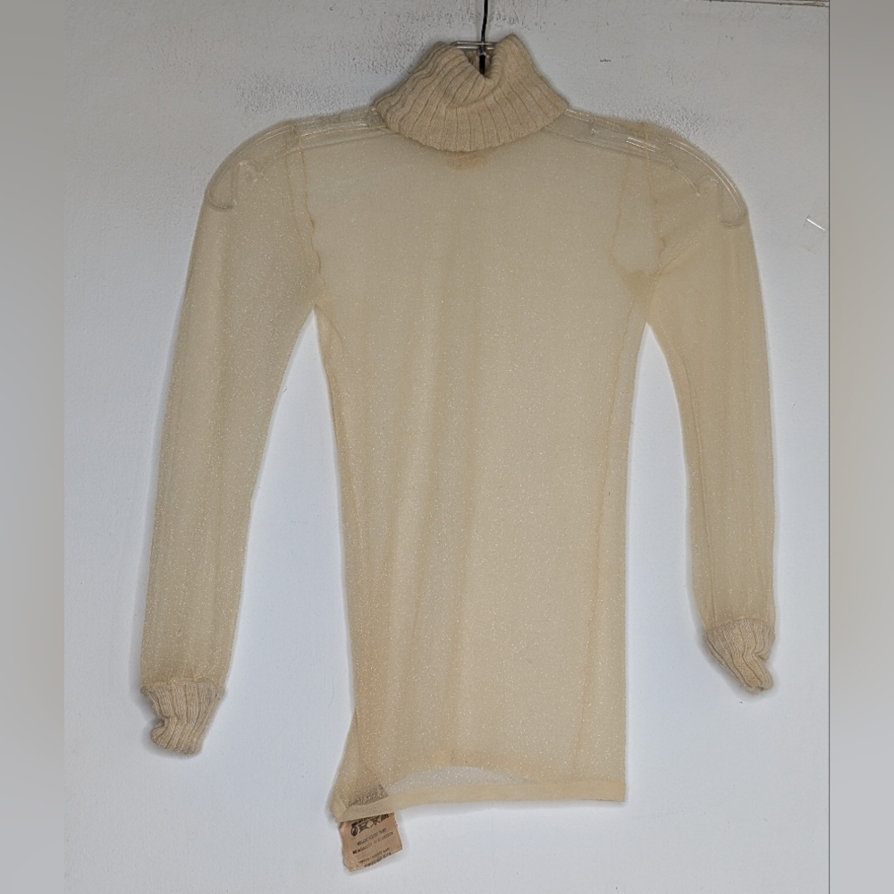 Courreges Paris • Sheer Mesh Turtleneck in Cream RARE